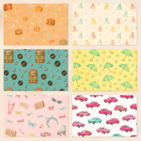 Retro Chic Pin-Up Printable Scrapbook Paper | 43 Digital Downloads