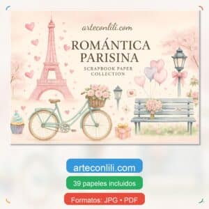 Printable Parisian Scrapbook Paper for Valentine's Day | Instant Download