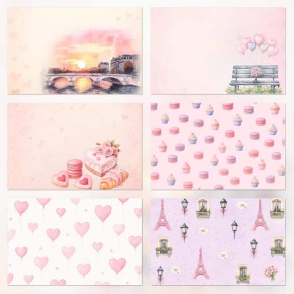 Printable Parisian Scrapbook Paper for Valentine's Day | Instant Download