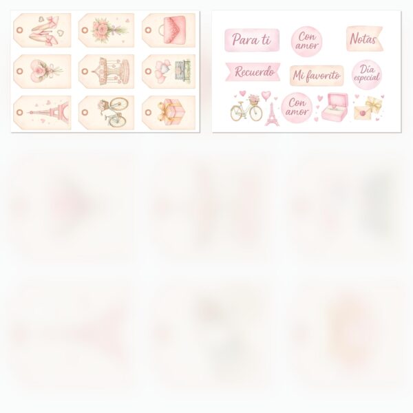 Printable Parisian Scrapbook Paper for Valentine's Day | Instant Download