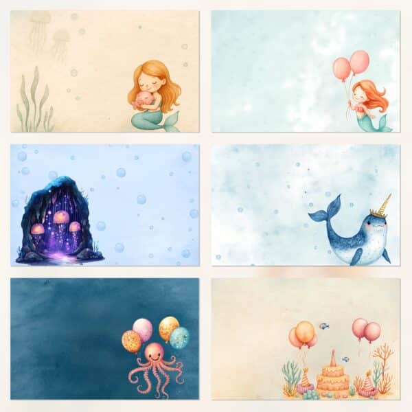 Under the Sea Pastel Printable Scrapbook Paper | Instant Download