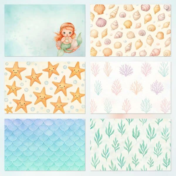 Under the Sea Pastel Printable Scrapbook Paper | Instant Download