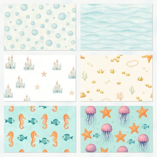 Under the Sea Pastel Printable Scrapbook Paper | Instant Download