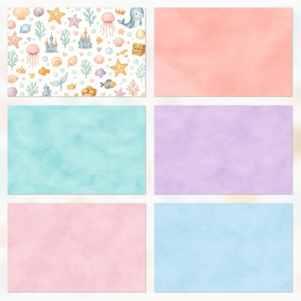 Under the Sea Pastel Printable Scrapbook Paper | Instant Download