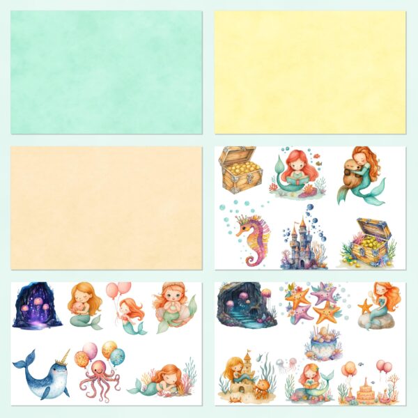 Under the Sea Pastel Printable Scrapbook Paper | Instant Download