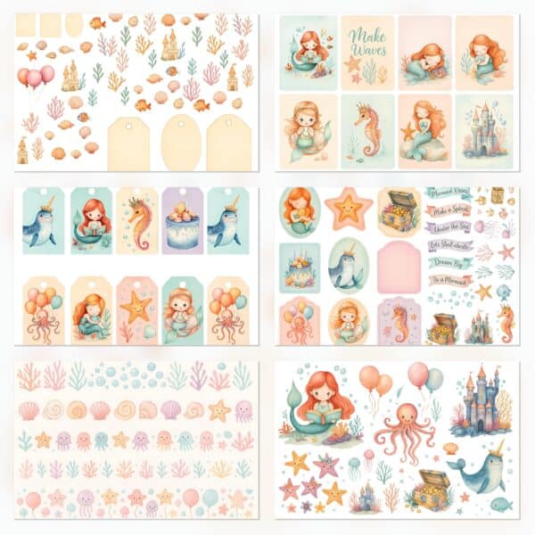 Under the Sea Pastel Printable Scrapbook Paper | Instant Download