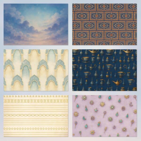 Printable Scrapbook Paper - Oriental Fantasy Instant Download