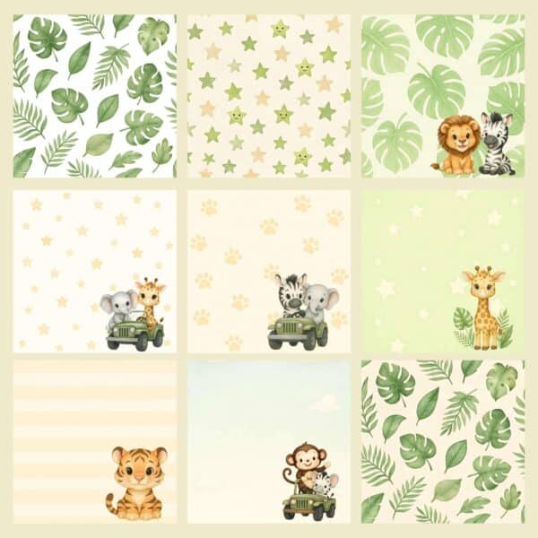 Sweet Safari Printable Scrapbook Paper | Instant Download for Journals & Planners