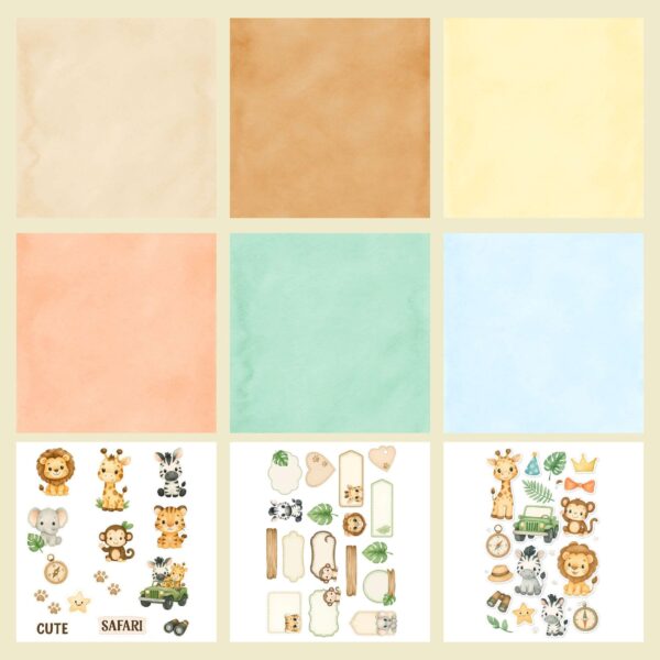 Sweet Safari Printable Scrapbook Paper | Instant Download for Journals & Planners