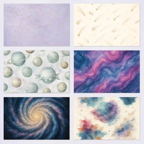Printable Scrapbook Paper – 41 Cosmic Designs | Digital Download