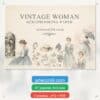 Vintage Woman Printable Scrapbook Paper | Digital Download Set