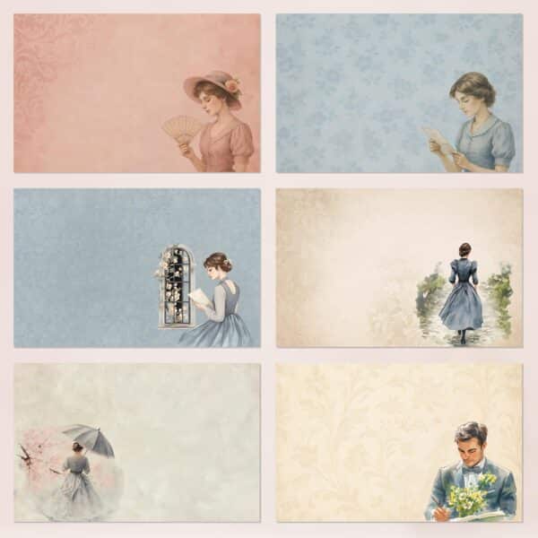 Vintage Woman Printable Scrapbook Paper | Digital Download Set