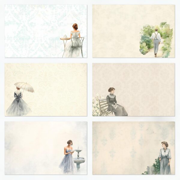 Vintage Woman Printable Scrapbook Paper | Digital Download Set