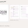 2028 two-page weekly planner — cover and real weekly spread